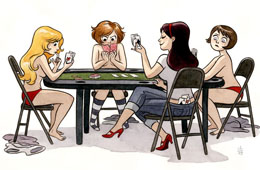 The girls decided to play strip poker